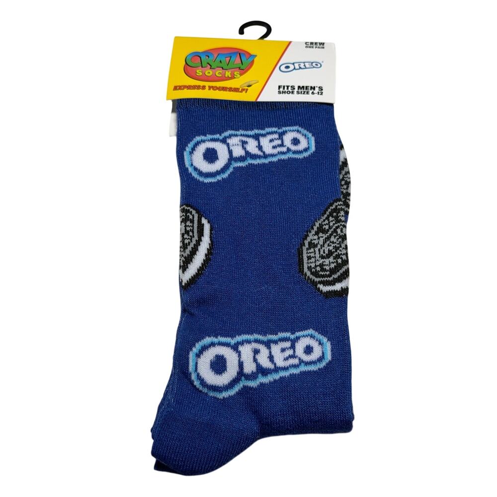 Men's Oreo Cookies Crew Sock Novelty Fun Food Blue w/ Oreo & Cookies Size 6-12